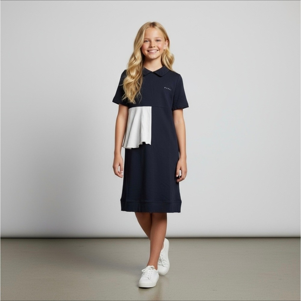 Marni Kids Black White Colorblock Collar Dress - Size: 12
